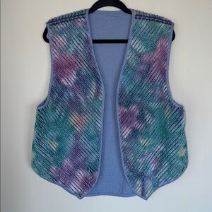 Vintage 90’s Pastel Tie Dye Terry Cloth Retro Hippie Whimsical Vest